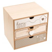 Декоративна дървена кутия, 3 чекмеджета, Кафява, снимка 1 - Декорация за дома - 30345673