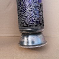 СССР ваза стъкло посребрен корпус, снимка 8 - Антикварни и старинни предмети - 40834390