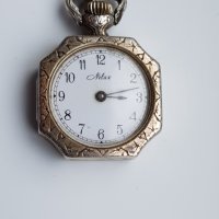 Дамски сребърен часовник със сребърна верижка, снимка 1 - Дамски - 31485479
