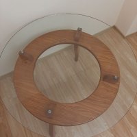 Дървена маса със стъкло, снимка 3 - Маси - 38287262