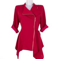Асиметрично дамско сако в червено You Too - XL, снимка 2 - Сака - 42550762