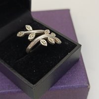 Красив сребърен пръстен с листа #СЖ9, снимка 2 - Пръстени - 44404332