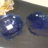 Комплект - 2 купи - синьо стъкло, снимка 3 - Декорация за дома - 40591973