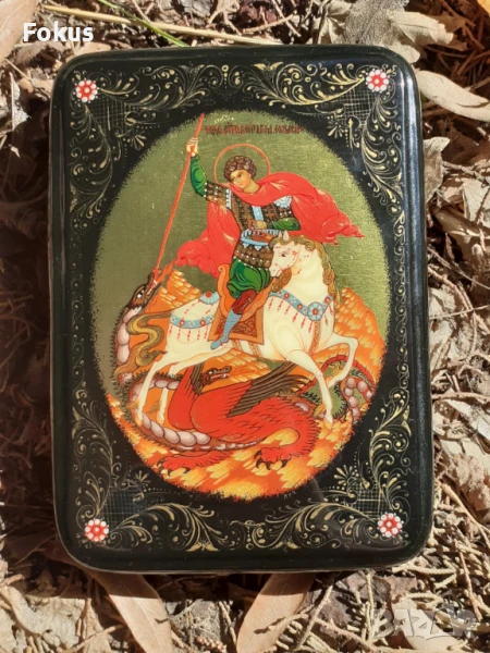 Уникална руска лакова кутия - табакера Федоскино печат, снимка 1