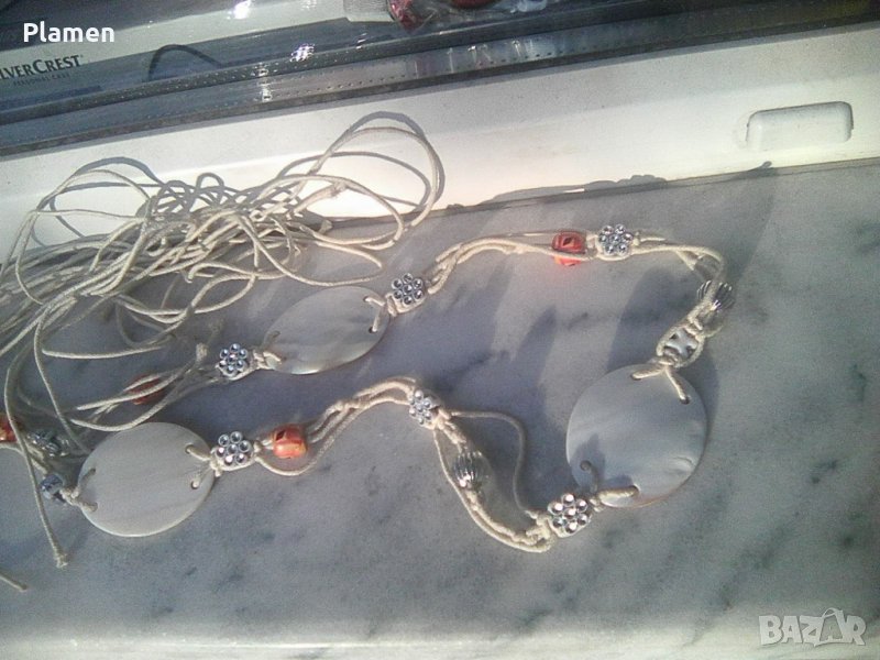 Дамски колан от седеф и памучни връзки, снимка 1