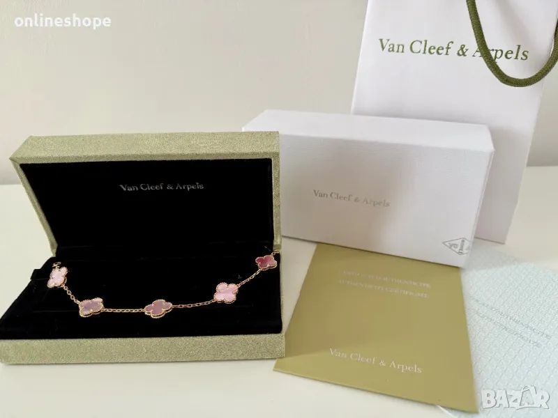 Van Cleef & Arpels Гривна с 18к Златно покритие - Цвят Розов + Кутия, снимка 1