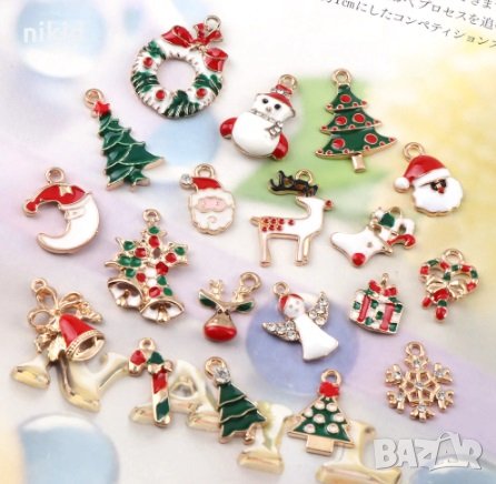 10 бр микс Коледни висулки висулка за бижу колие гривна ръчна изработка висулка декорация коледна, снимка 1