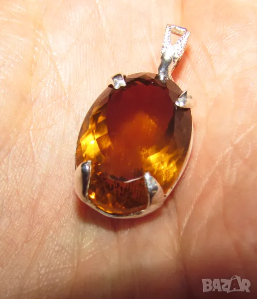 925 сребърно колие с натурален цитрин 22 карата, подходящо за подарък, снимка 1