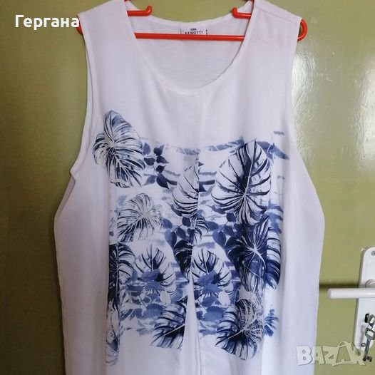 Бял потник със сини флорални мотиви 48/50 (2XL), снимка 1