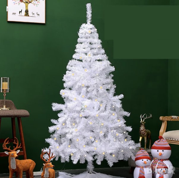 Коледна Снежно бяла елха с шишарки + метална стойка  ТОП ПРЕДЛОЖЕНИЕ, снимка 1