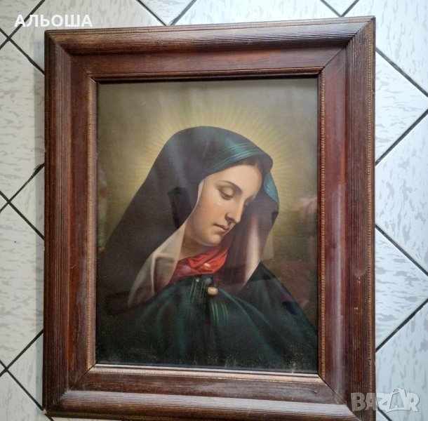 СТАРА КАРТИНА икона Mater Dolorosa "скръбна майка" от Карло Долчи, снимка 1