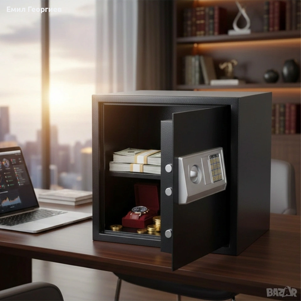 Електронен сейф 43L с аварийни ключове и монтажни болтове – Сигурност и защита за ценни вещи, снимка 1