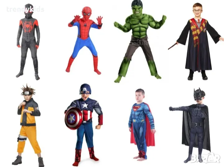 Детски костюми на Спайдърмен, Супермен, Наруто, Хълк, Капитан Америка Соник , снимка 1
