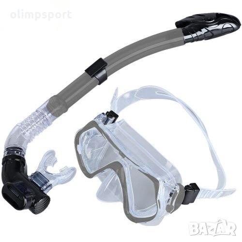 Маска и шнорхел комплект за гмуркане, подходящи за възрастни. Маската е с цяло темперирано стъкло, к, снимка 1