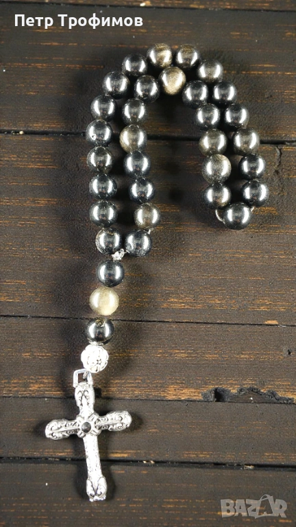 Броеница ръчна изработка от черен оникс, снимка 1