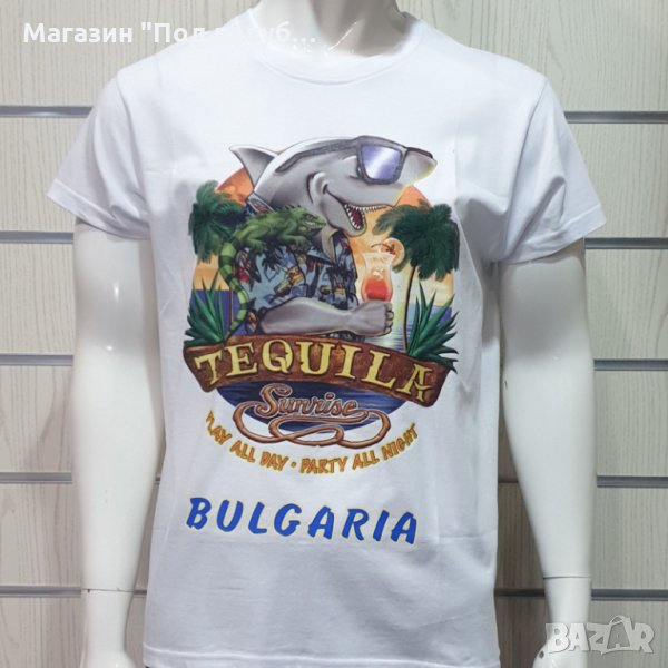 Нова мъжка тениска с трансферен печат TEQUILA SUNRISE, България, Текила, Акула, снимка 1