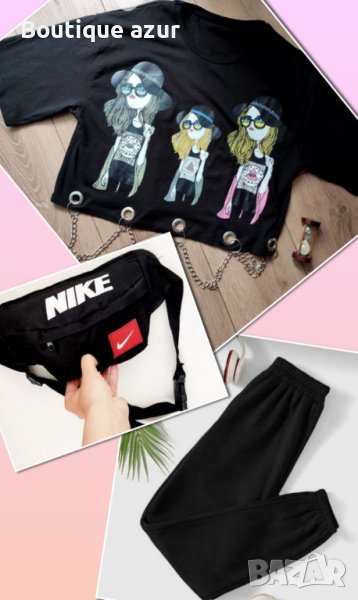 дамски сет долнище, тениска и чанта на найк , снимка 1