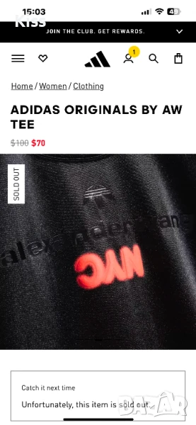 Alexander Wang X Adidas тениска, снимка 1