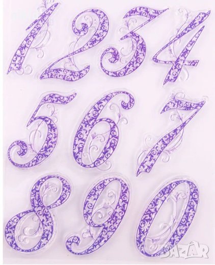 Големи цифри числа силиконов гумен печат декор бисквитки фондан Scrapbooking, снимка 1