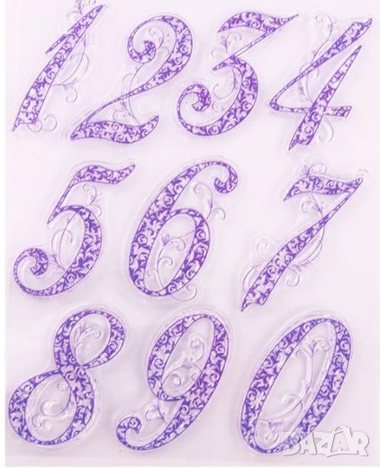 Големи цифри числа силиконов гумен печат декор бисквитки фондан Scrapbooking, снимка 1