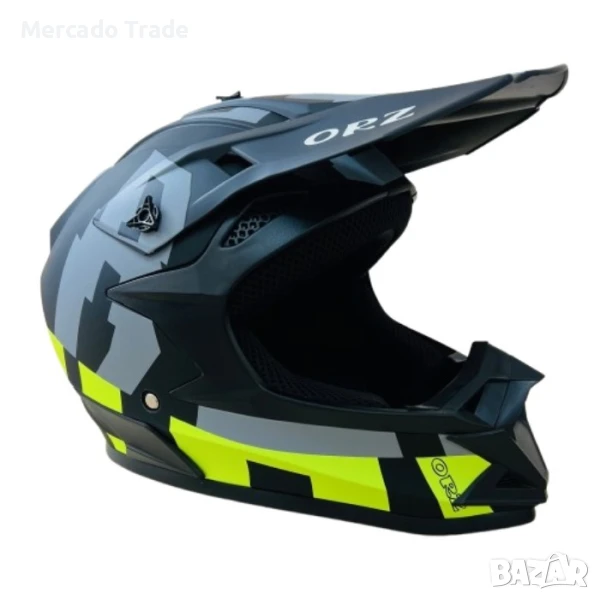 Кросова каска, За мотор, Атв и велосипед, S и M размер, Черен с неон и графит, снимка 1