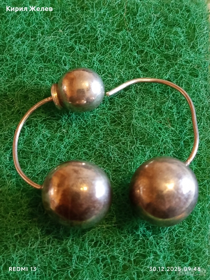 Стари ретро сребърни обеци тип Топче винтидж стил 38222, снимка 1