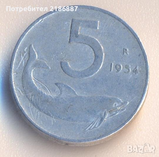 5 лири 1954 Италия, снимка 1