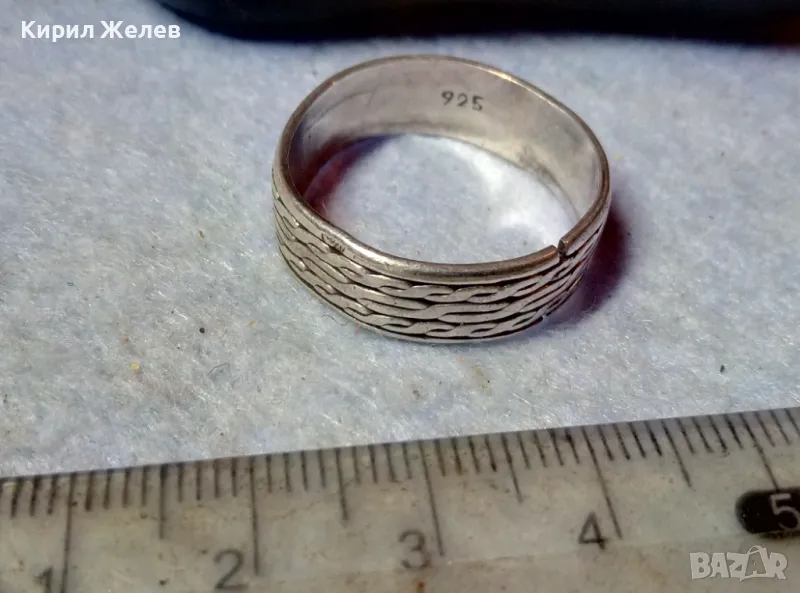 СТИЛНО РЕТРО ОРНАМЕНТИРАН АНГЛИЙСКИ СРЕБЪРЕН ПРЪСТЕН ХАЛКА СРЕБРО 925 МАЙСТОРСКА АРТ ИЗРАБОТКА 50071, снимка 1