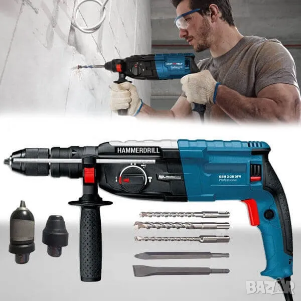 🔨 ПРОФЕСИОНАЛЕН ПЕРФОРАТОР 1600W + КУФАР И АКСЕСОАРИ, снимка 1