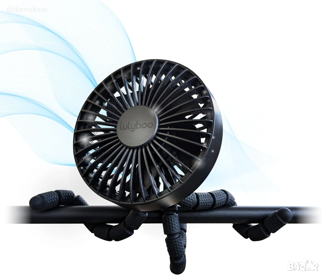 Акумулаторен вентилатор за количка – с клипс, 360° регулируем, водоустойчив, снимка 1