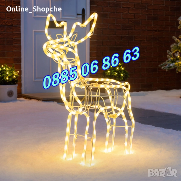 Коледен светещ елен, коледен елен височина 90 см, жълта светлина, снимка 1