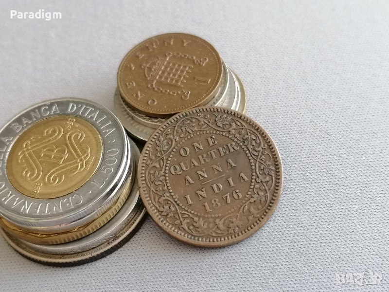 Монета - Британска Индия - 1/4 (четвърт) анна | 1876г., снимка 1