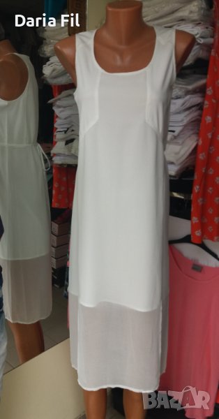 Дълга бяла рокля - тюл с подплата, снимка 1