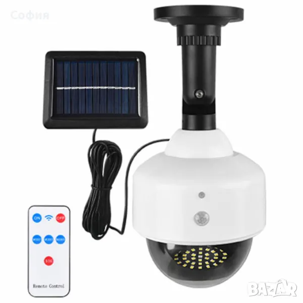 Стенна лампа със соларен панел+дистанционно управление,соларен сензор, снимка 1