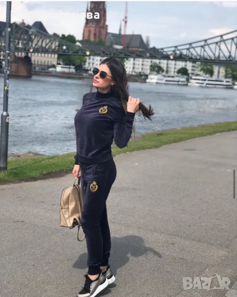 Wow Нов плюшен син  дамски комплект костюм  сет комплект от две части, снимка 1