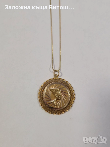Златен синджир с висулка с египедски орнамент 14к. 6.43гр , снимка 1