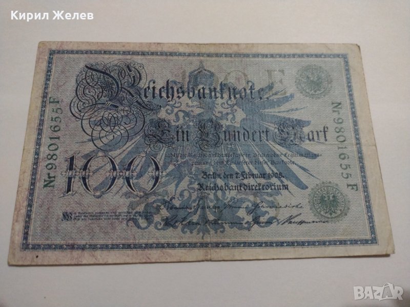 Райх банкнота - Германия - 100 марки / 1908 година- 17944, снимка 1