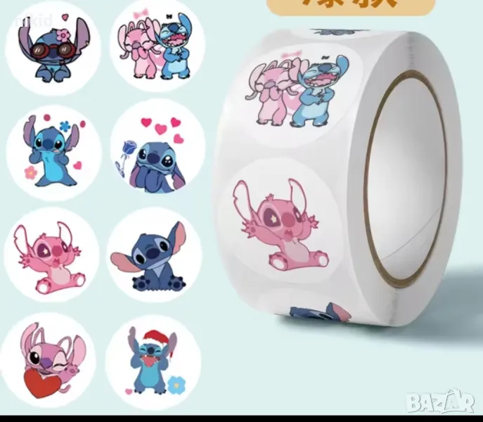 100 бр Стич Stitch Лило ❤  малки самозалепващи лепенки стикери за ръчна изработка за подарък, снимка 1