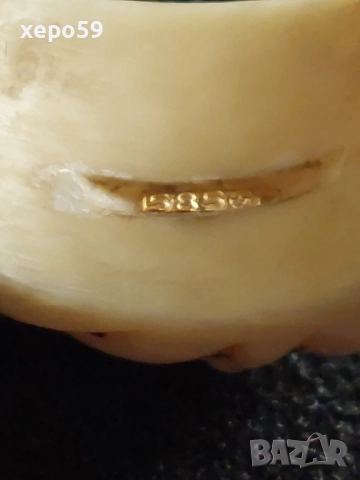 Рядък дамски пръстен от слонова кост,украсен с 14 каратово злато, снимка 4 - Пръстени - 52432228