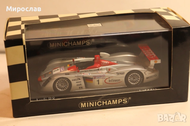 1:43 MINICHAMPS AUDI R8 LE MANS КОЛИЧКА РАЛИ МОДЕЛ, снимка 6 - Колекции - 54000155