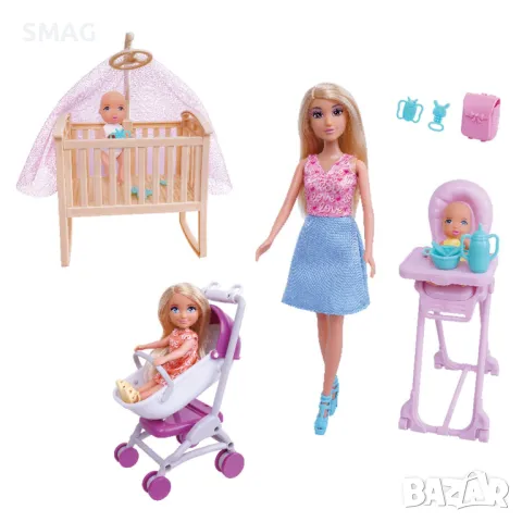 Кукла майка с 3 деца и много аксесоари S_1245719, снимка 2 - Кукли - 48247259