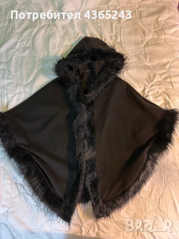 Масло черно пончо/ мантия с качулка, правено в Италия, снимка 2 - Палта, манта - 52576982