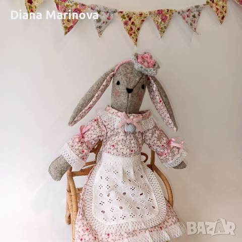 Зайче ръчна изработка с рокля и обувки, подарък за момиче, подарък за дете, снимка 6 - Други - 44603723