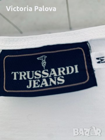 Тениска TRUSSARDI JEANS цвят екрю Италия, снимка 3 - Тениски - 36702902