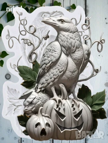 Гарван на тиква Хелоуин Halloween силиконов молд форма фондан шоколад декор