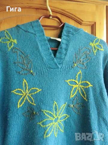 пуловер с качулка и бродерия, снимка 3 - Блузи с дълъг ръкав и пуловери - 37372406