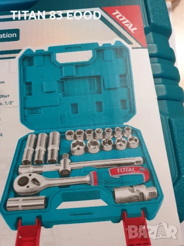 Комплект тресчотка и вложки TOTAL INDUSTRIAL, 1/2", 20 части, снимка 3 - Гедорета - 51181171