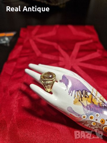 Стилен сребърен пръстен с позлата и цитрин- 7.42 грама- 925 проба, снимка 5 - Антикварни и старинни предмети - 40811827