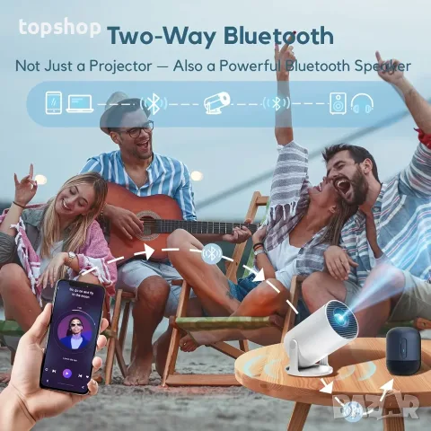 Нов Смарт Мини Прожектор Akiyo O2 (Android 14, Wi-Fi 6, Bluetooth 5.4, 180° Въртене)  , снимка 7 - Плейъри, домашно кино, прожектори - 55890137