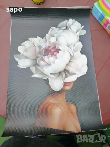 картини дамата с божурите, снимка 4 - Картини - 37296854